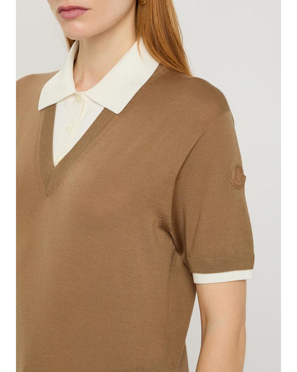 Moncler Brown Layered Wool Polo Top
