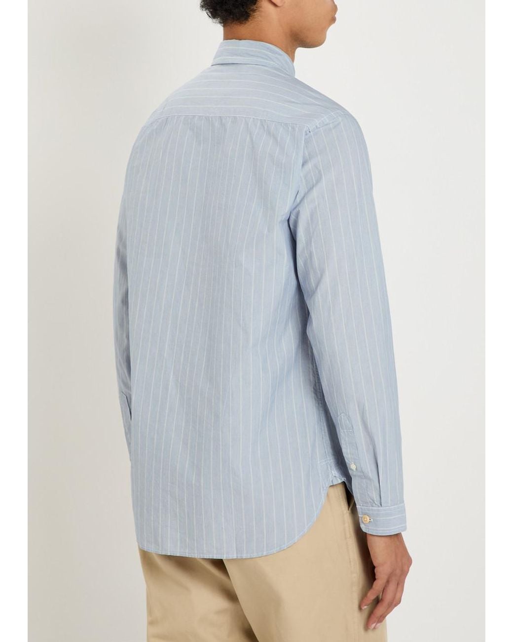 Oliver Spencer Blue Striped Cotton Shirt for men