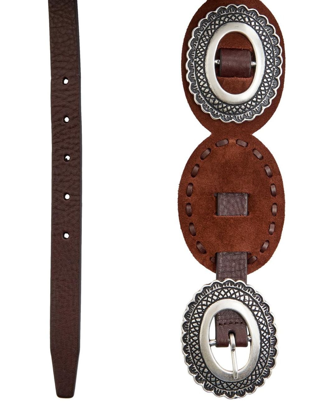 Andersons Brown Embellished Suede Concho Belt