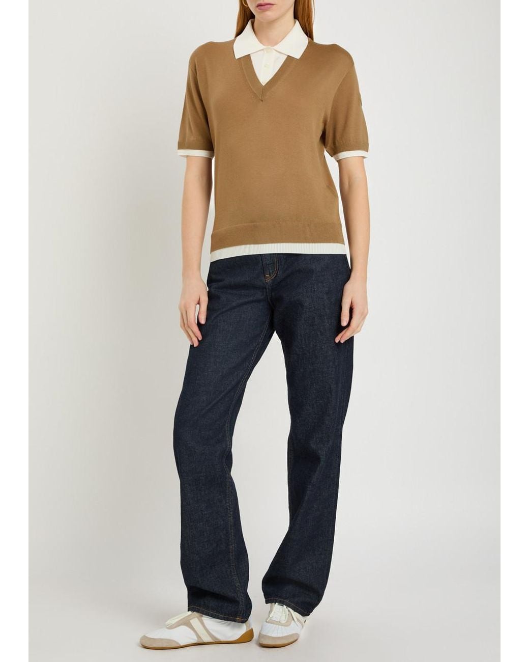 Moncler Brown Layered Wool Polo Top