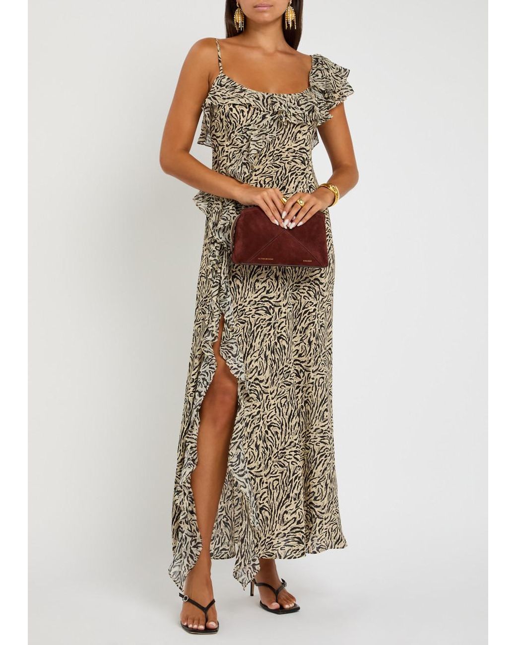 Rixo Natural Ester-Print Silk-Crepe Maxi Dress