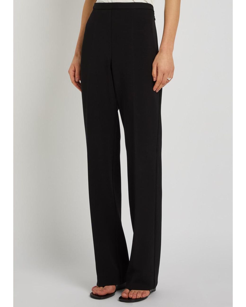 Another Tomorrow Black Straight-Leg Jersey Trousers