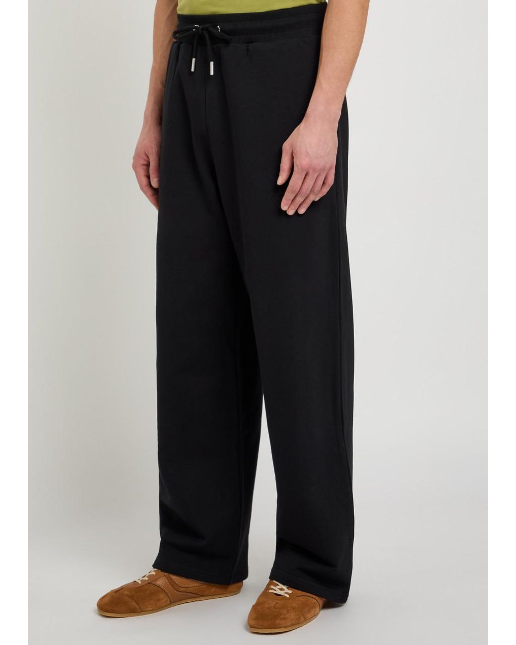 AMI Blue Logo-Embroidered Cotton Sweatpants for men