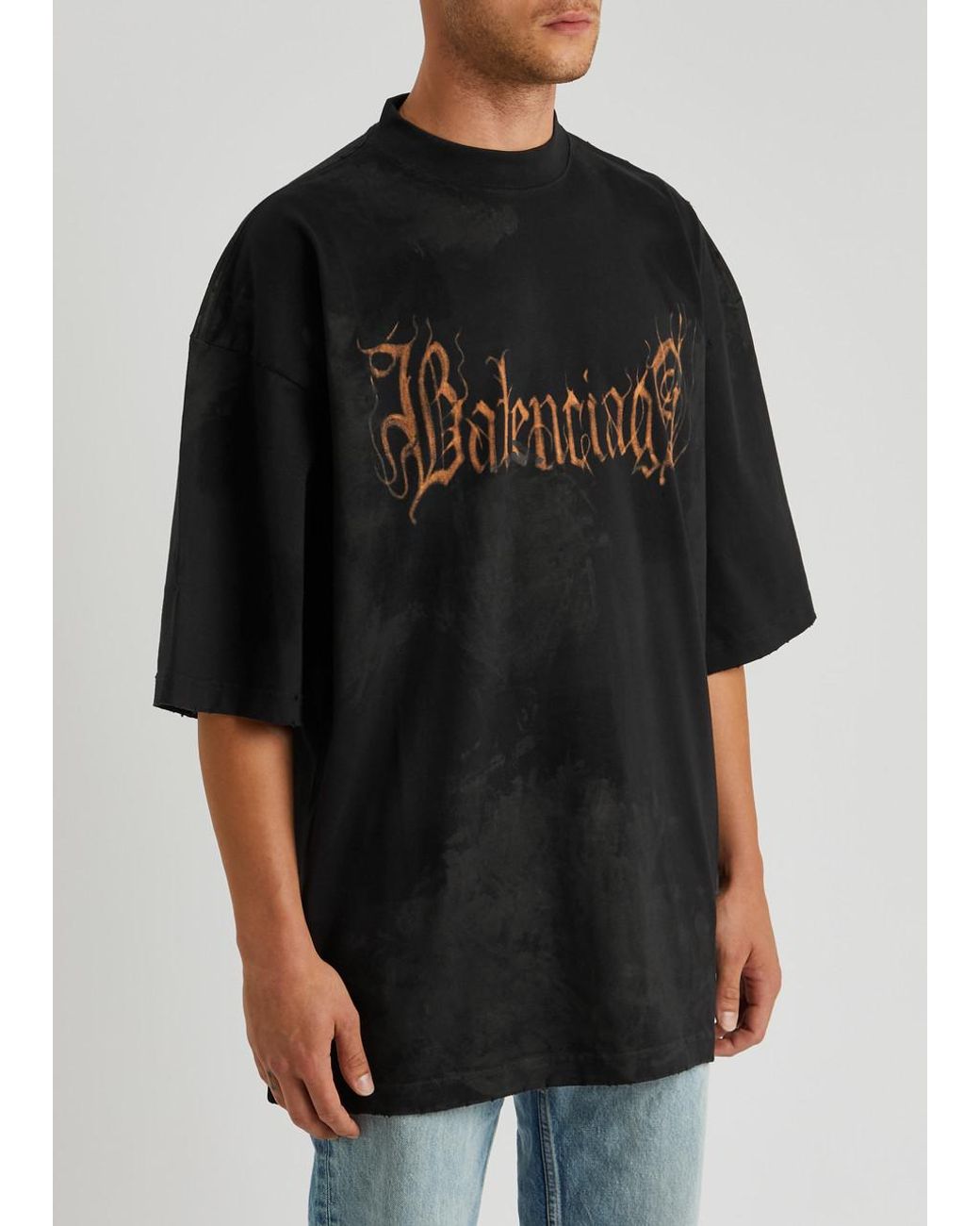 関税・送料込 BALENCIAGA heavy l black coton Tシャツ Balenciaga Heavy Metal Artwork Cotton T-Shirt In Black - 40