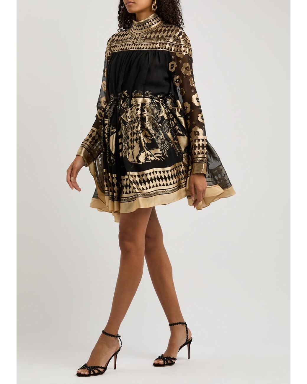 Zimmermann Illustration Otto Fil Coup Chiffon Mini Dress in Black | Lyst