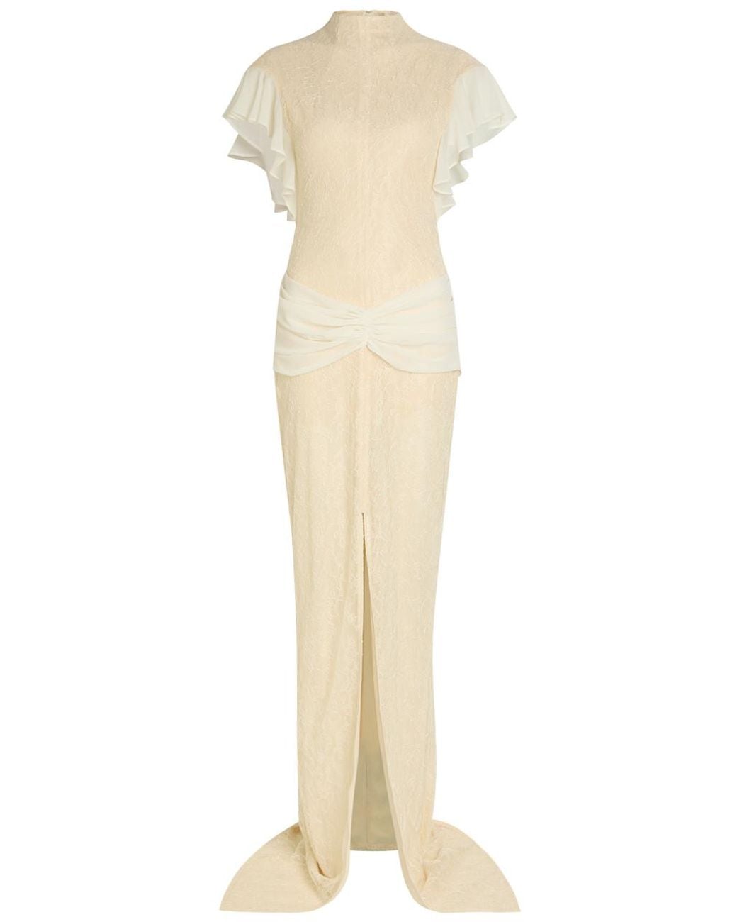 De La Vali Natural Noor Ruffled Lace Maxi Dress