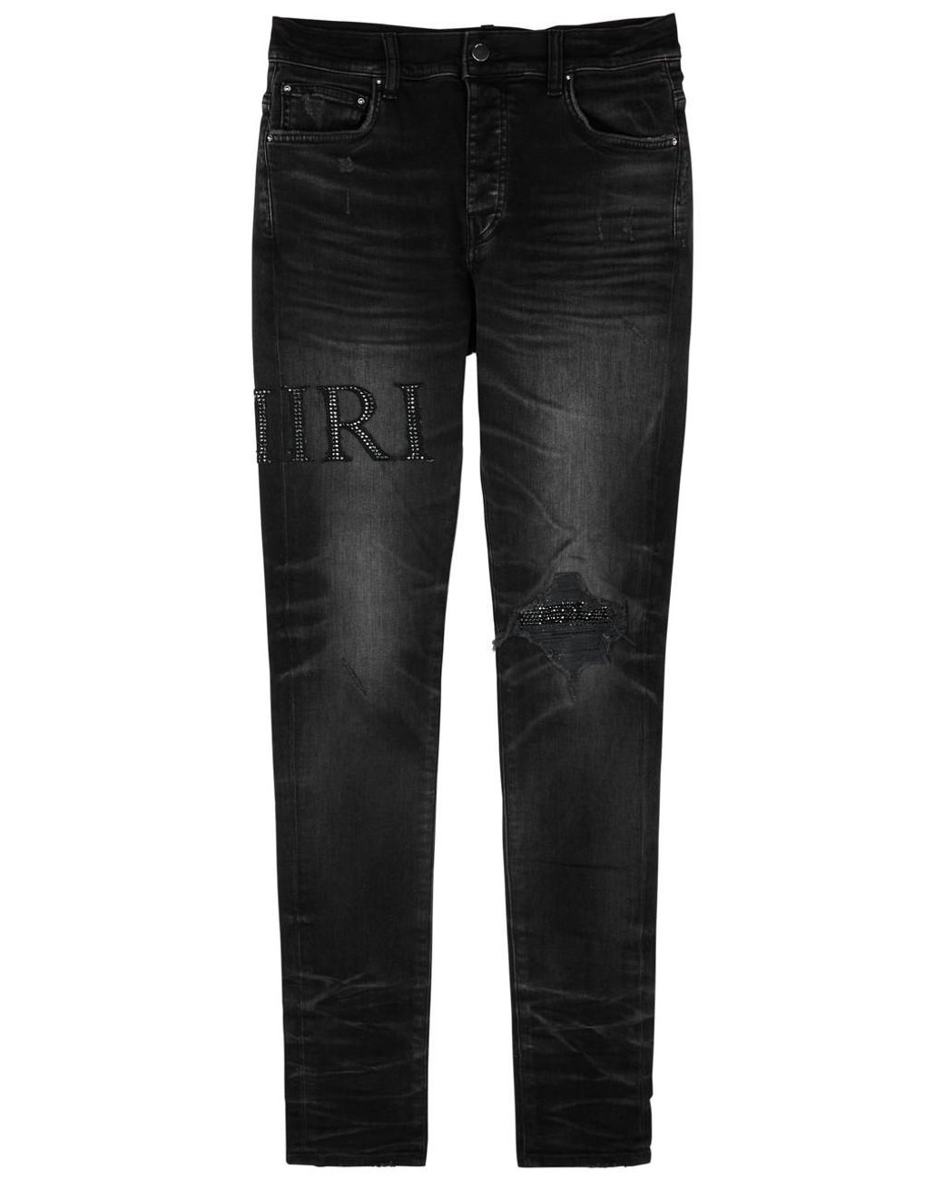 Jean Skinny AMIRI Crystal Track Avec Rayures à Cristaux Noirs - Taille Au Choix - Neuf Avec étiquettes - Fabriqué En Italie
