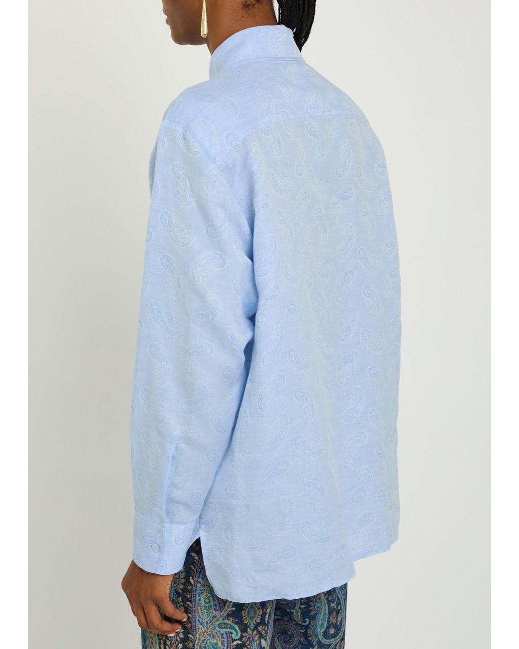 Etro Blue Paisley-Print Linen And Cotton-Blend Shirt