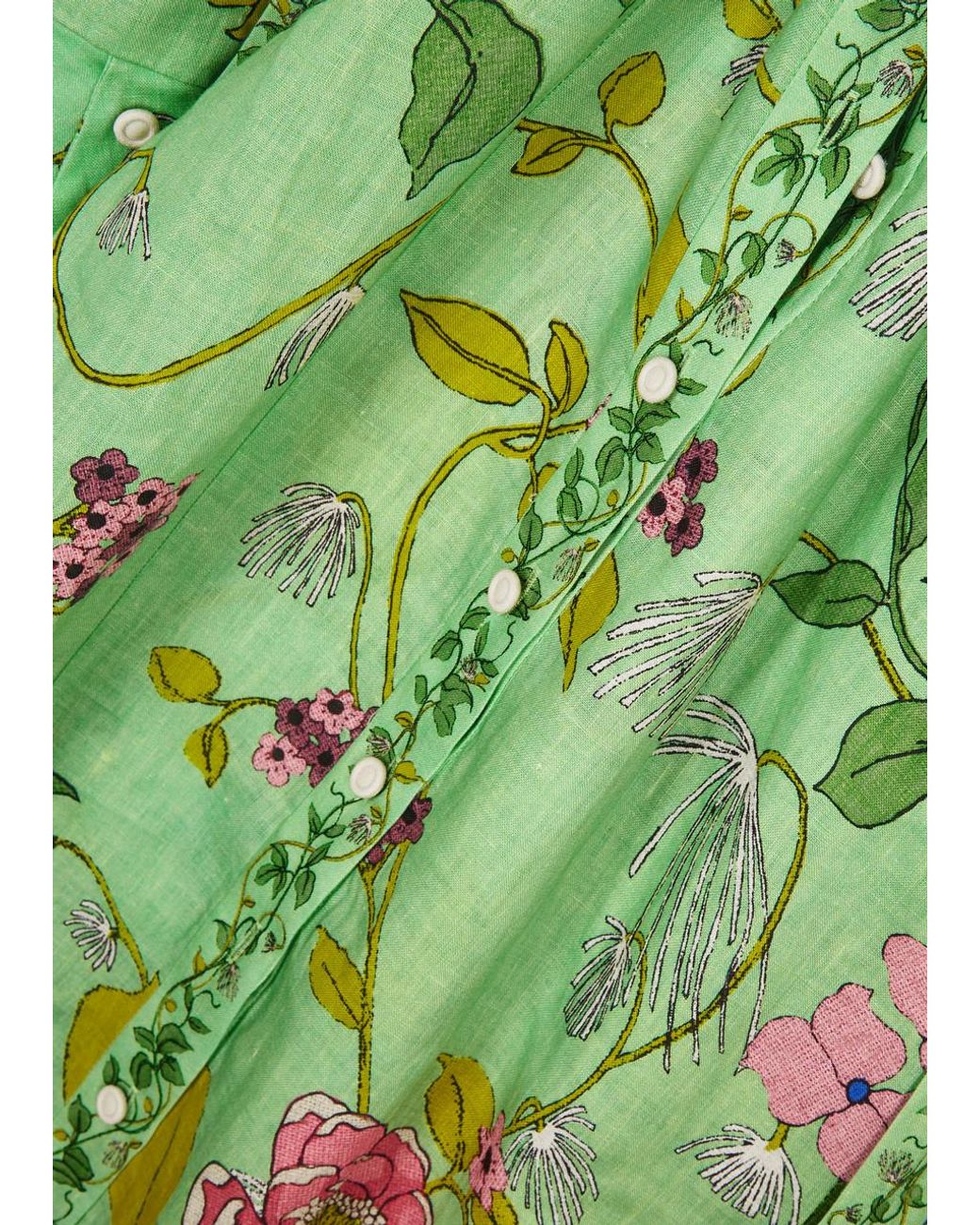 slim fit dress slacks Alemais Olivia Floral Linen Maxi Shirt Dress Green Size 16