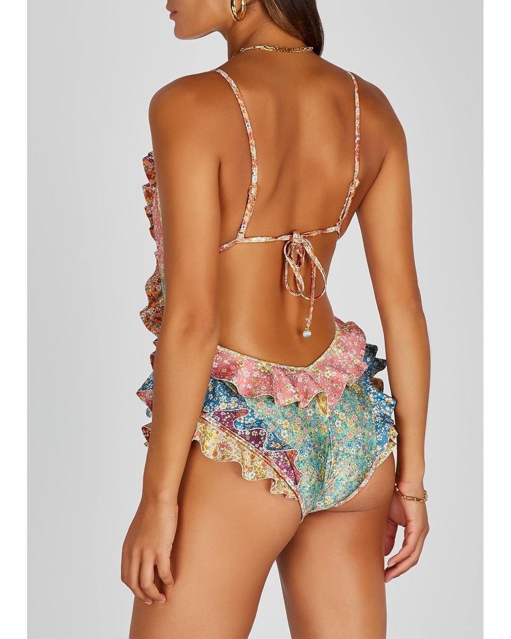Zimmermann Carnaby Ruffled Floral-print Swimsuit | Lyst