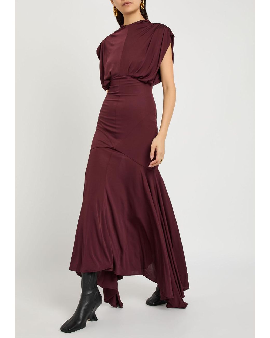 De La Vali Red Vasudha Rayon Midi Dress