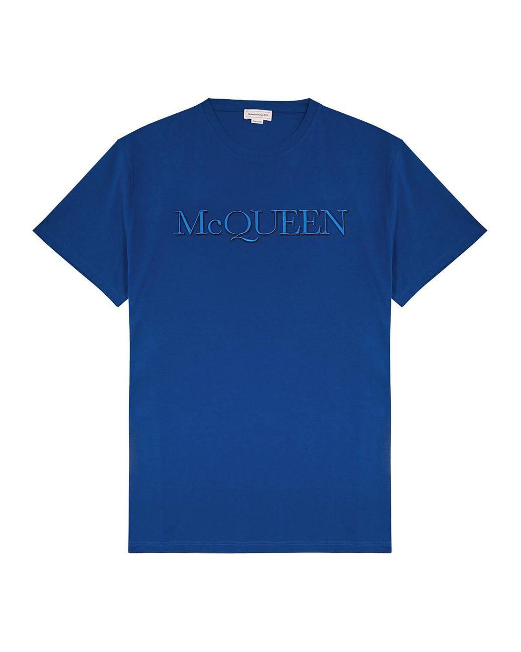 Alexander McQueen Logoembroidered Cotton Tshirt in Blue for Men Lyst