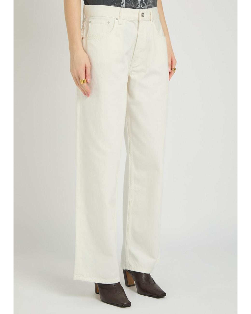 Anine Bing White Manon Wide-Leg Jeans