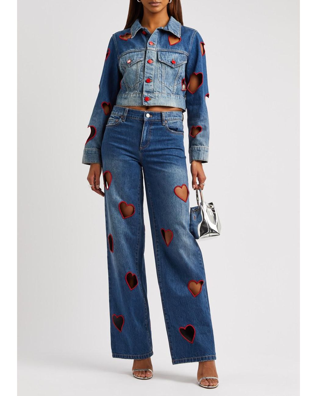 Alice + Olivia Alice + Olivia Jeff Heart Cut-out Denim Jacket in