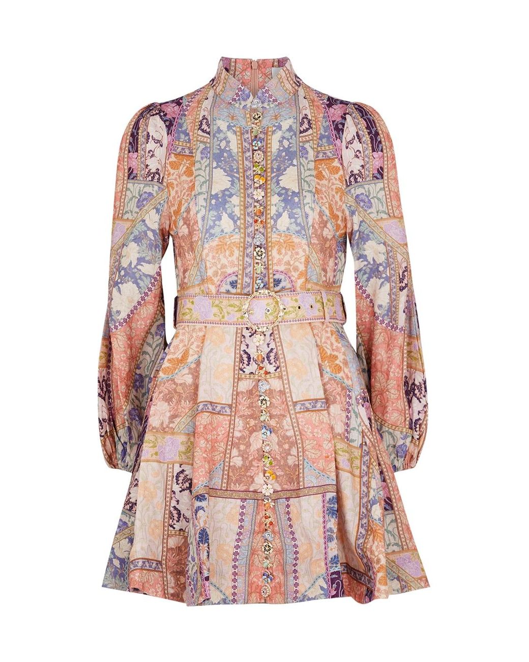 Zimmermann Kaleidoscope Printed Embellished Linen Mini Dress | Lyst