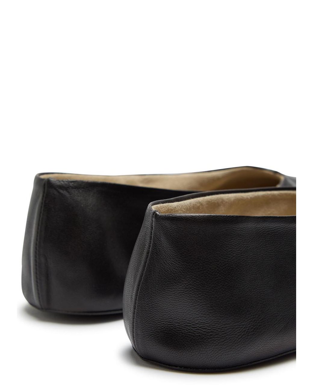 The Row Black Stella Leather Ballet Flats