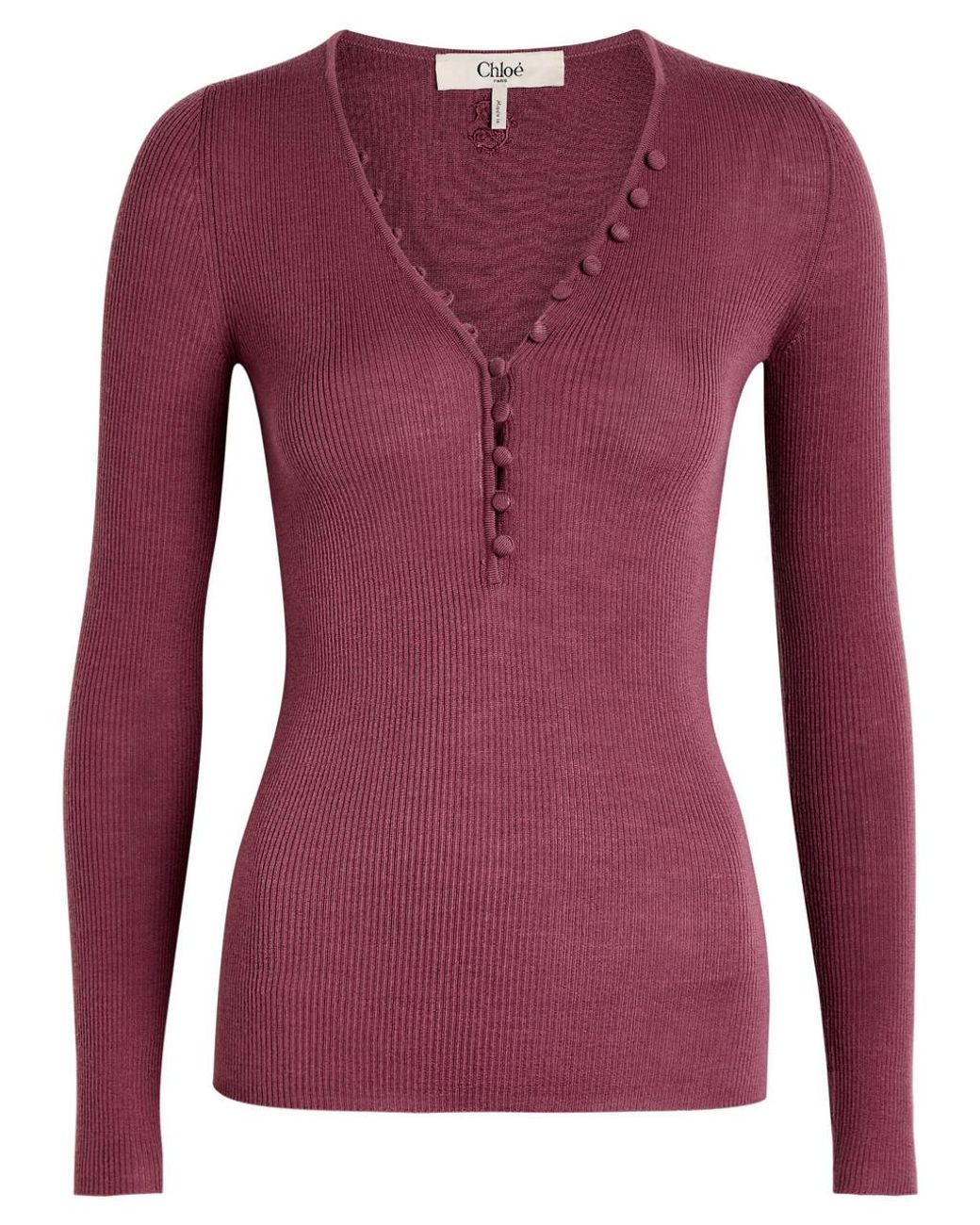 Knit Ribbed Purple Top Chloé Ribbed-Knit Wool Top in Purple | Lyst