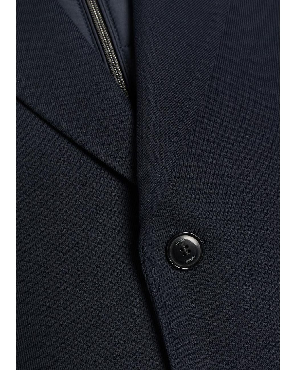 Boss Blue Layered Cotton-Blend Coat for men