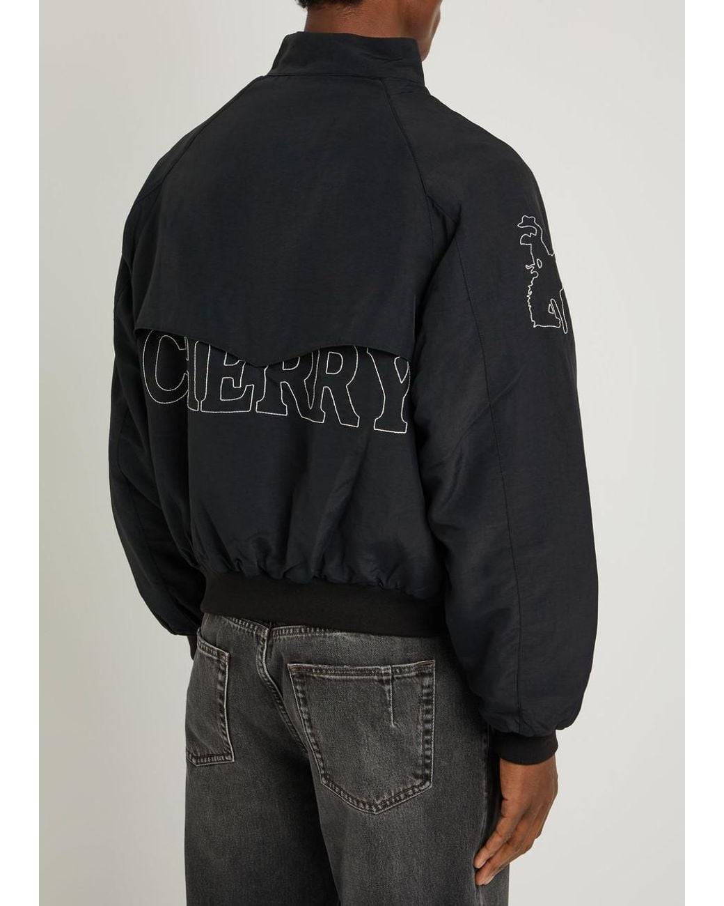 CHERRY LA Black Championship Embroidered Shell Jacket for men