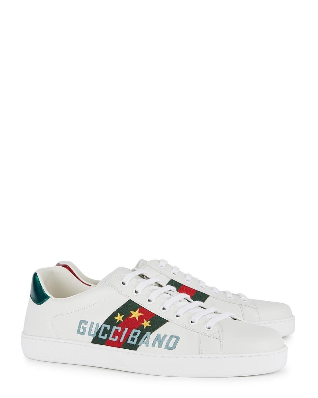 Gucci Ace Off-white Embroidered Leather Sneakers for Men - Lyst