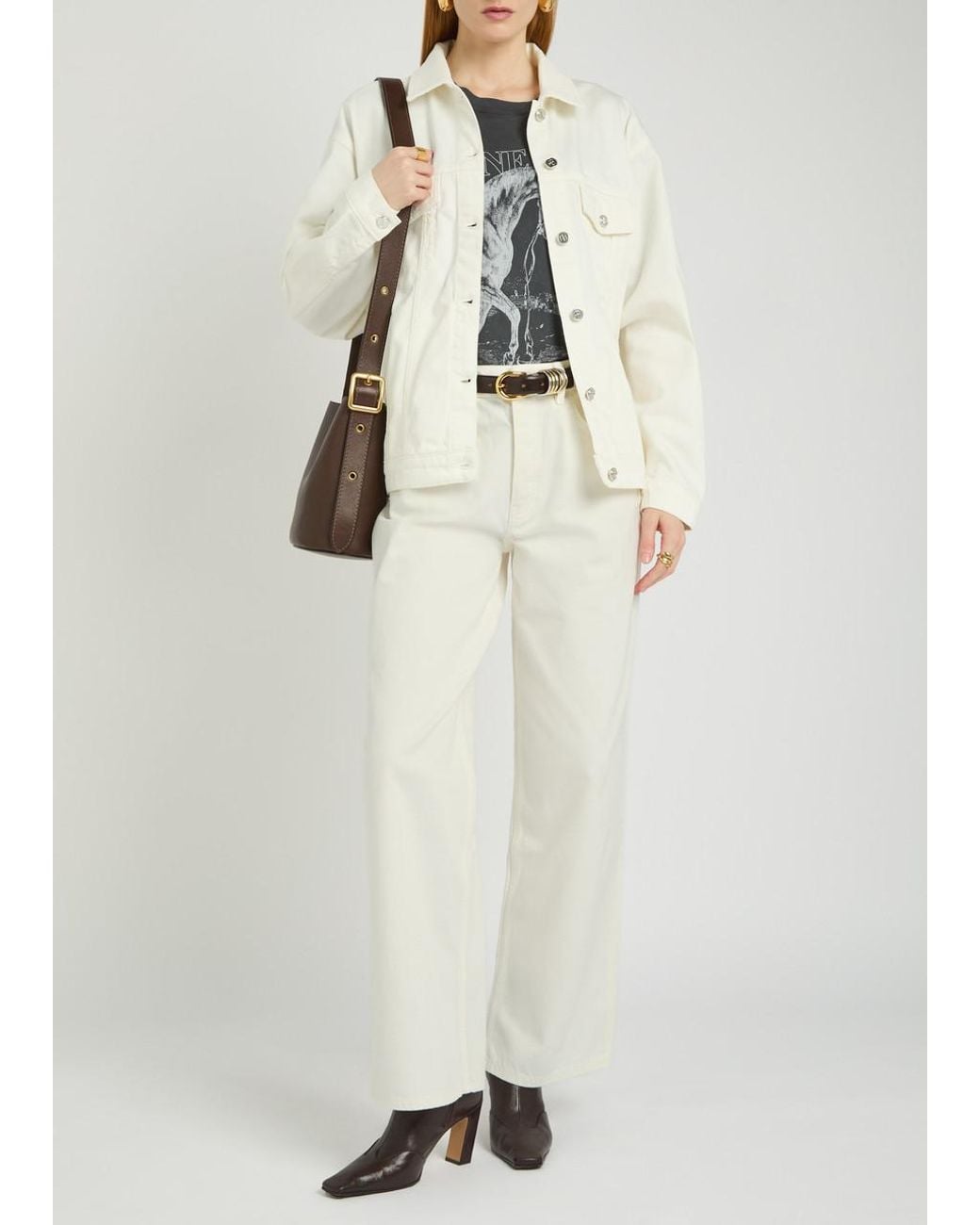 Anine Bing White Manon Wide-Leg Jeans