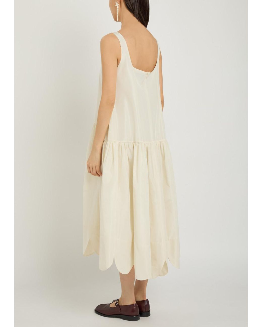 Simone Rocha White Floral-Appliquéd Taffeta Midi Dress