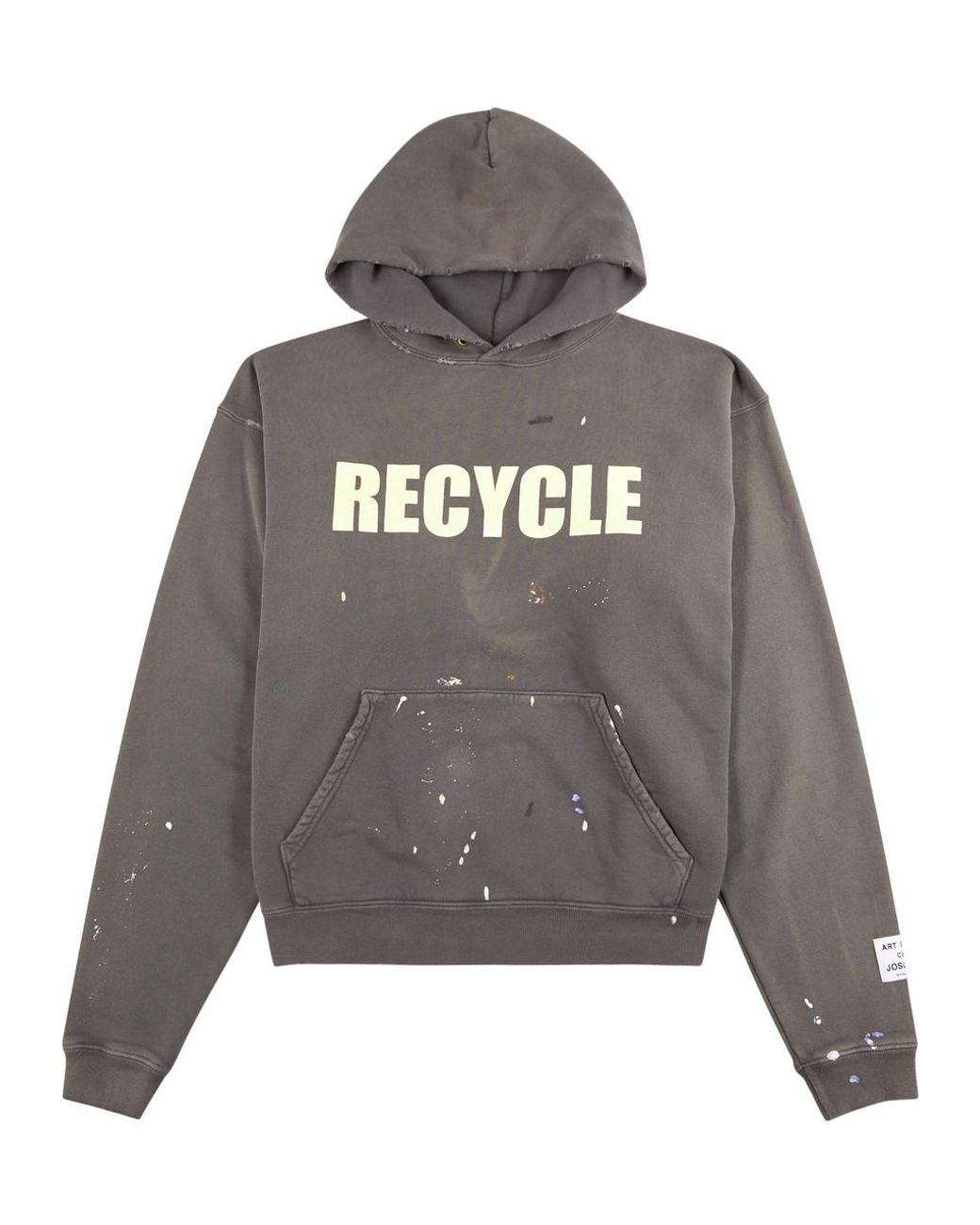 【GALLERY DEPT.】90s ロゴプリント フード付きスウェットシャツ GALLERY DEPT. 90s Recycle Hooded Cotton Sweatshirt in Gray