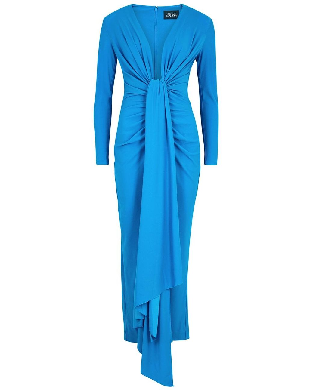 Solace London Lorena Blue Draped Maxi Dress | Lyst