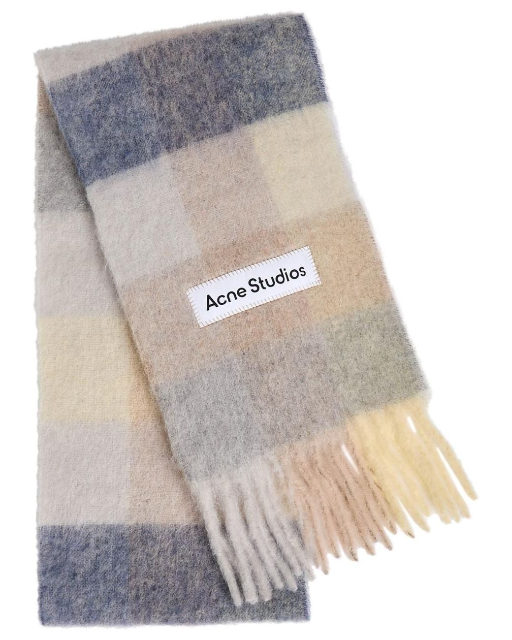 Acne White Vally Checked Wool-Blend Scarf