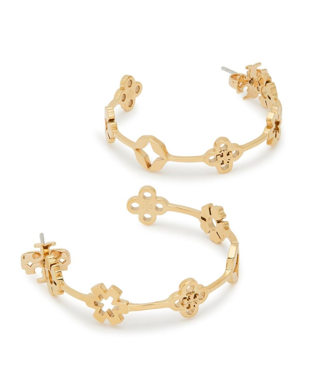 Tory Burch Metallic Forget Me Not Hoop Earrings