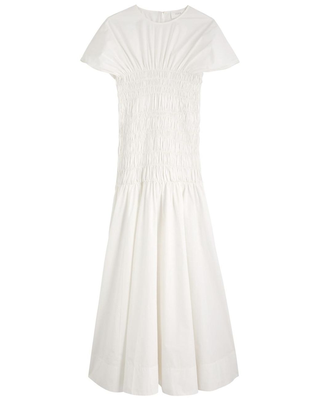 clea white piera maxi dress Clea Piera Cotton-Poplin Midi Dress in White