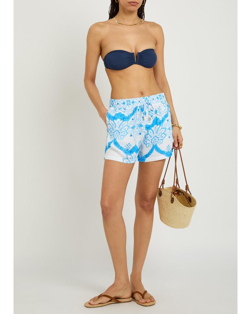 Melissa Odabash Blue Alba Pleated Bikini Top