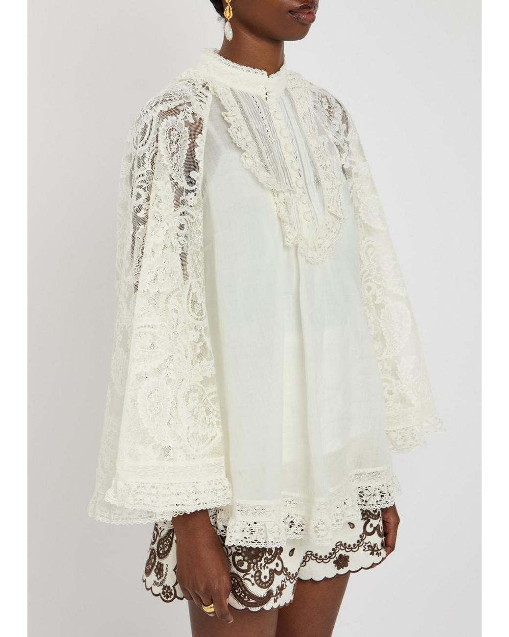 ワンピース ZIMMERMANN ASCENSION LACE YOKE RAMIE TUNIC Zimmermann Ascension Lace Yoke Tunic Ramie Tunic in White | Lyst