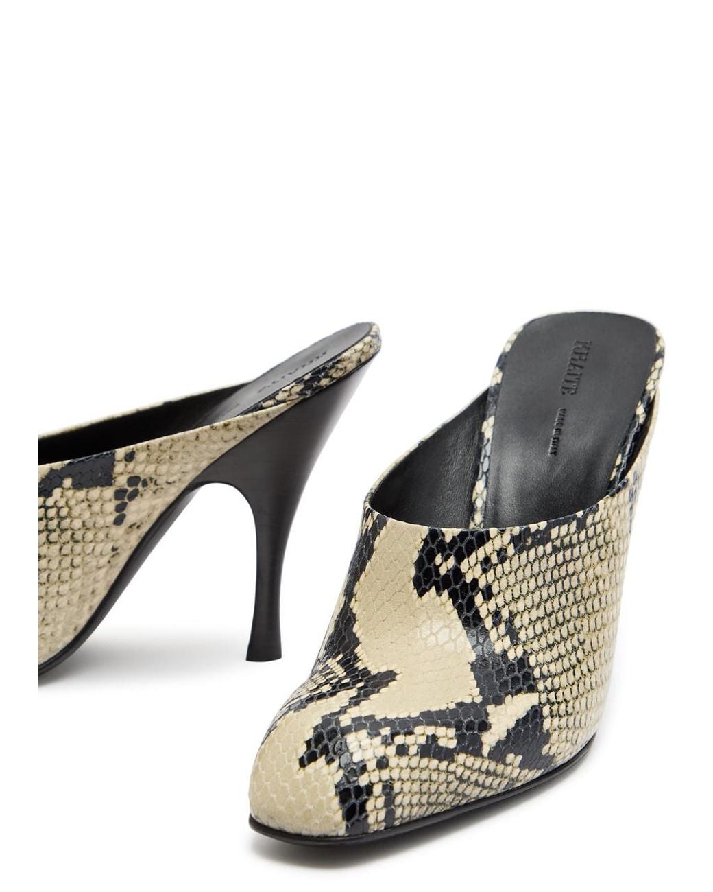 Khaite Metallic Colt 100 Python-Effect Leather Mules