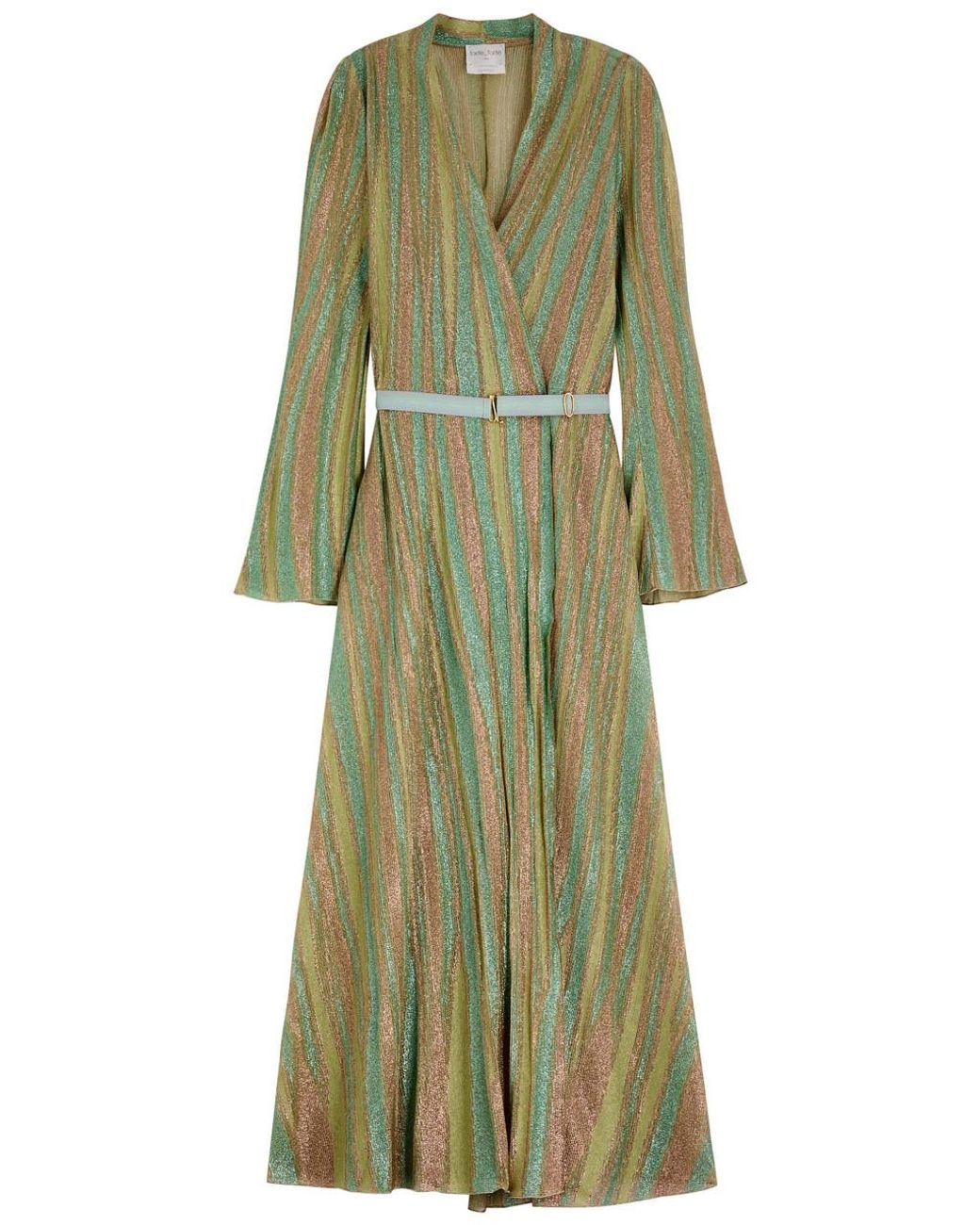 pleated lurex midi dress by forte forte forte_forte Lurex Metallic Fine-Knit Maxi Dress in Green