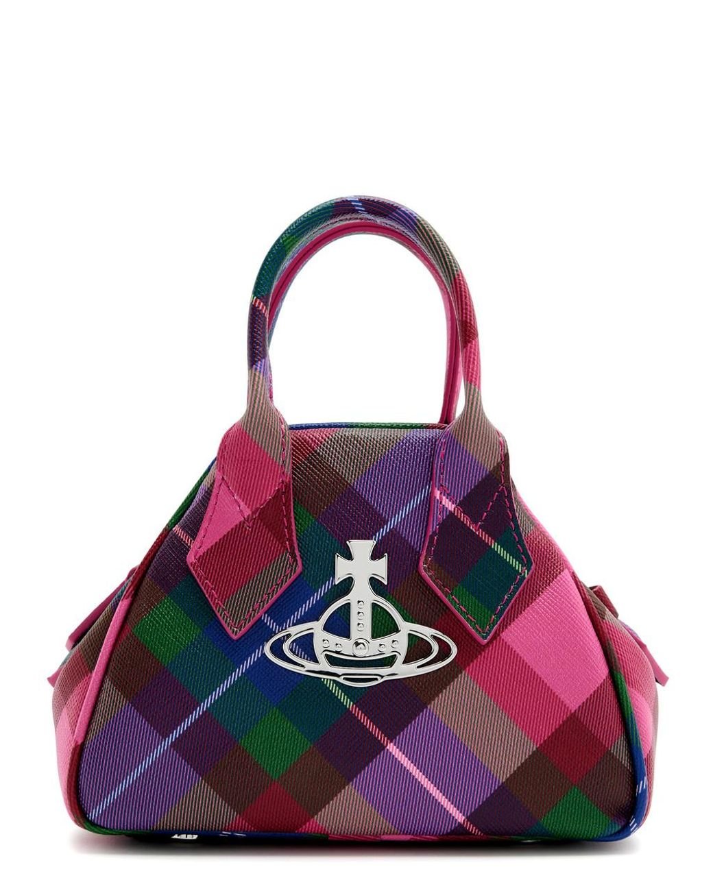 VIVIENNE WESTWOOD Yasmine タータン ミニトートバッグ Yasmine Mini Bag in BLUE-ORANGE-TARTAN | Vivienne Westwood®