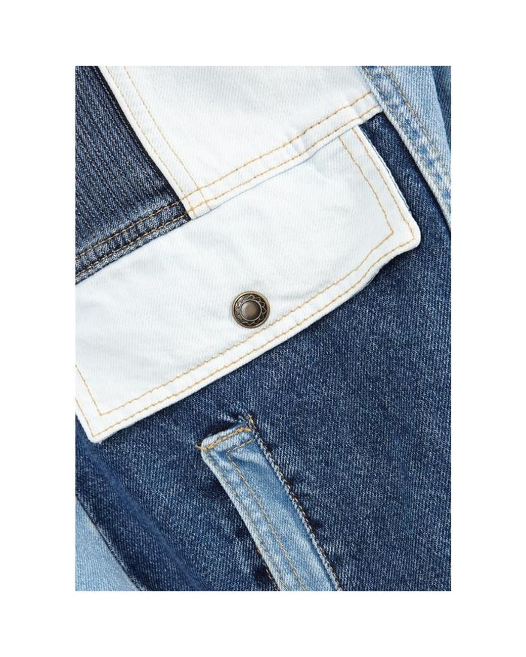 Panel Patchwork Denim Bomber Jacket 