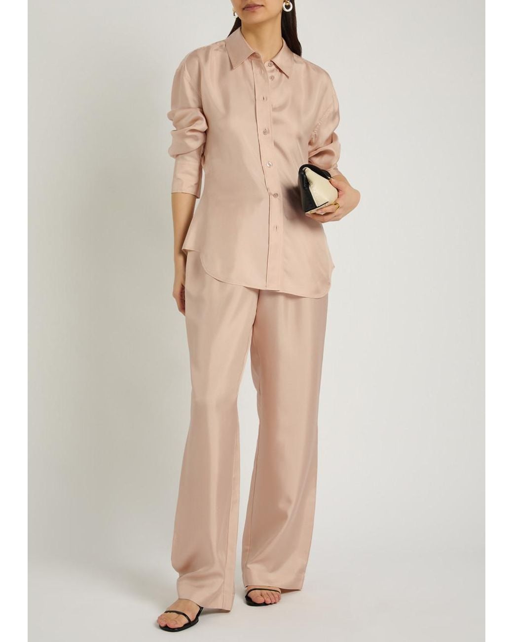 Rohe Natural Drawstring Straight-Leg Silk Trousers
