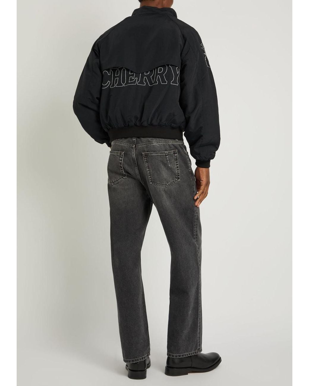 CHERRY LA Black Championship Embroidered Shell Jacket for men