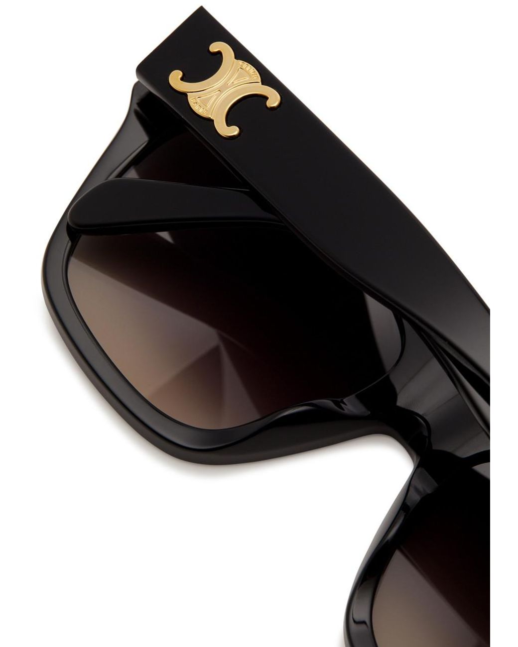 Céline Black Oversized Square-frame Sunglasses , Graduated Lenses, Designer Plaque At Temples, 100% Uv Protection