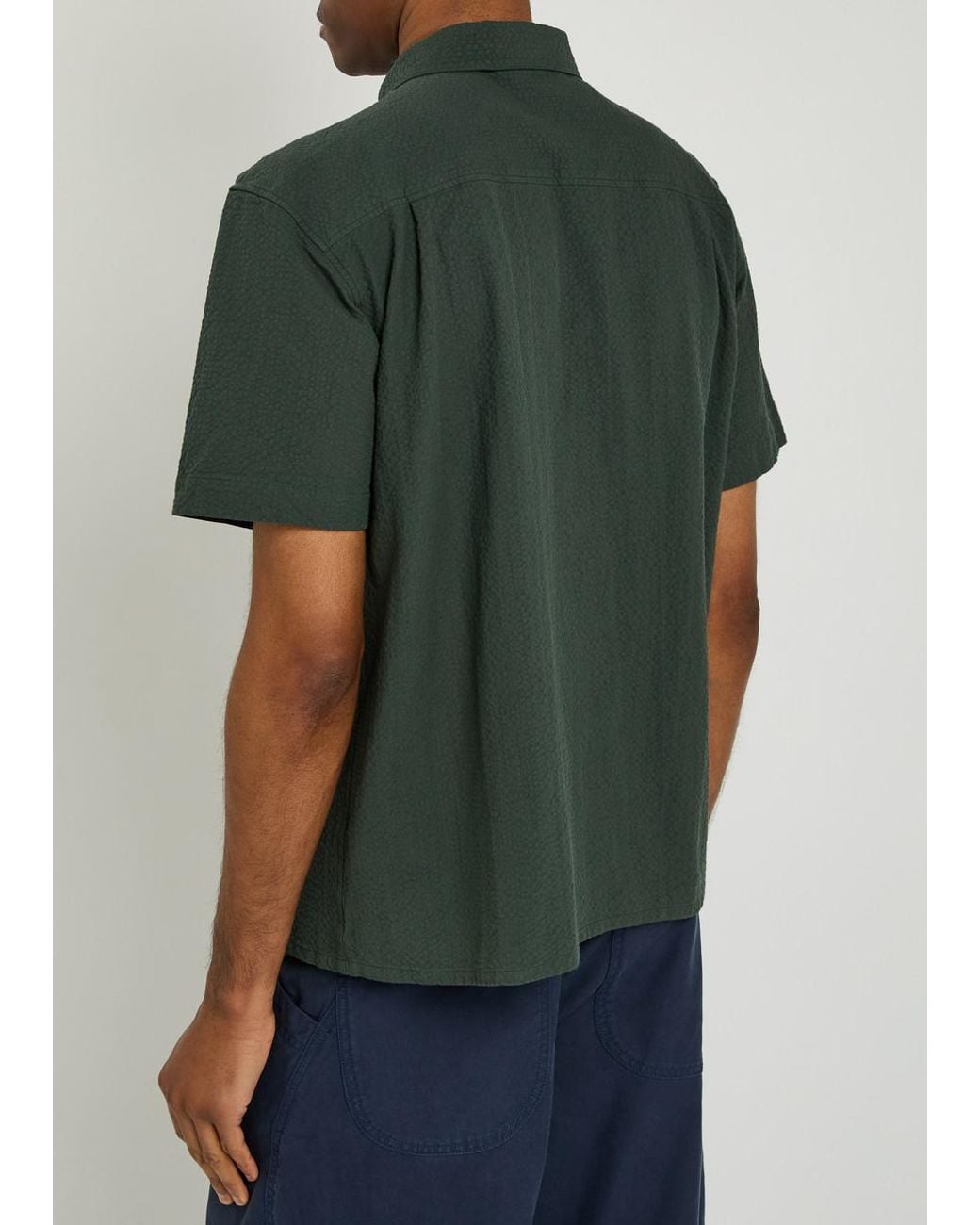 YMC Green Malick Textured Stretch-Cotton Shirt for men