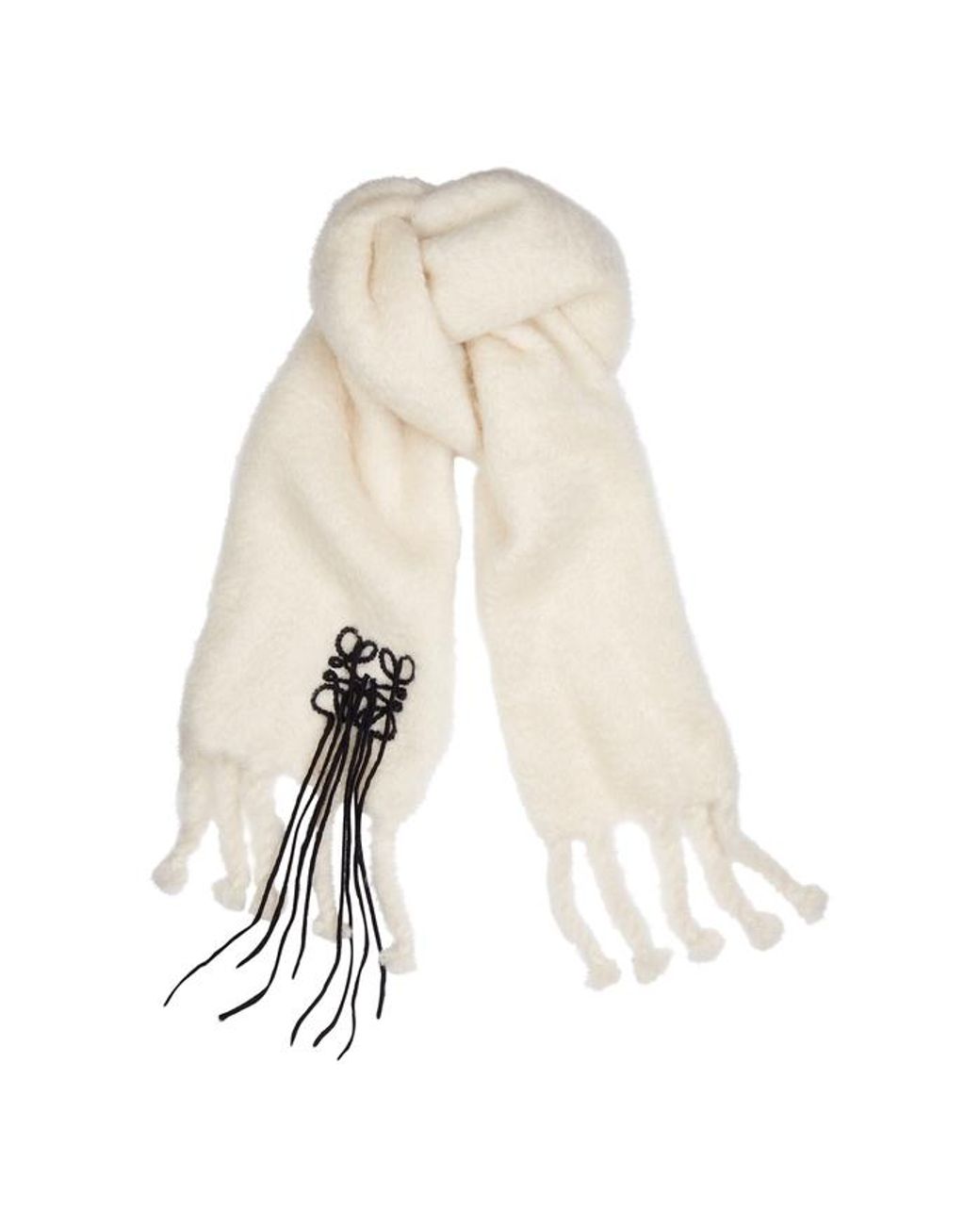 Loewe Wool Ivory Logo-embroidered Mohair-blend Scarf in White 