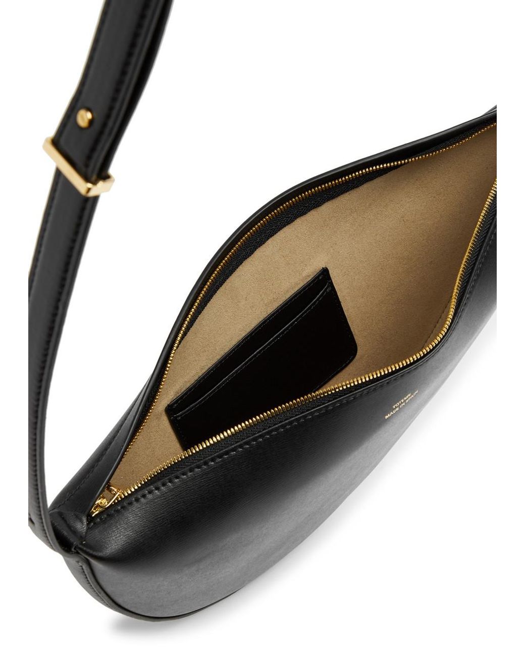 TOTEME Totême Scoop Leather Shoulder Bag in Black | Lyst