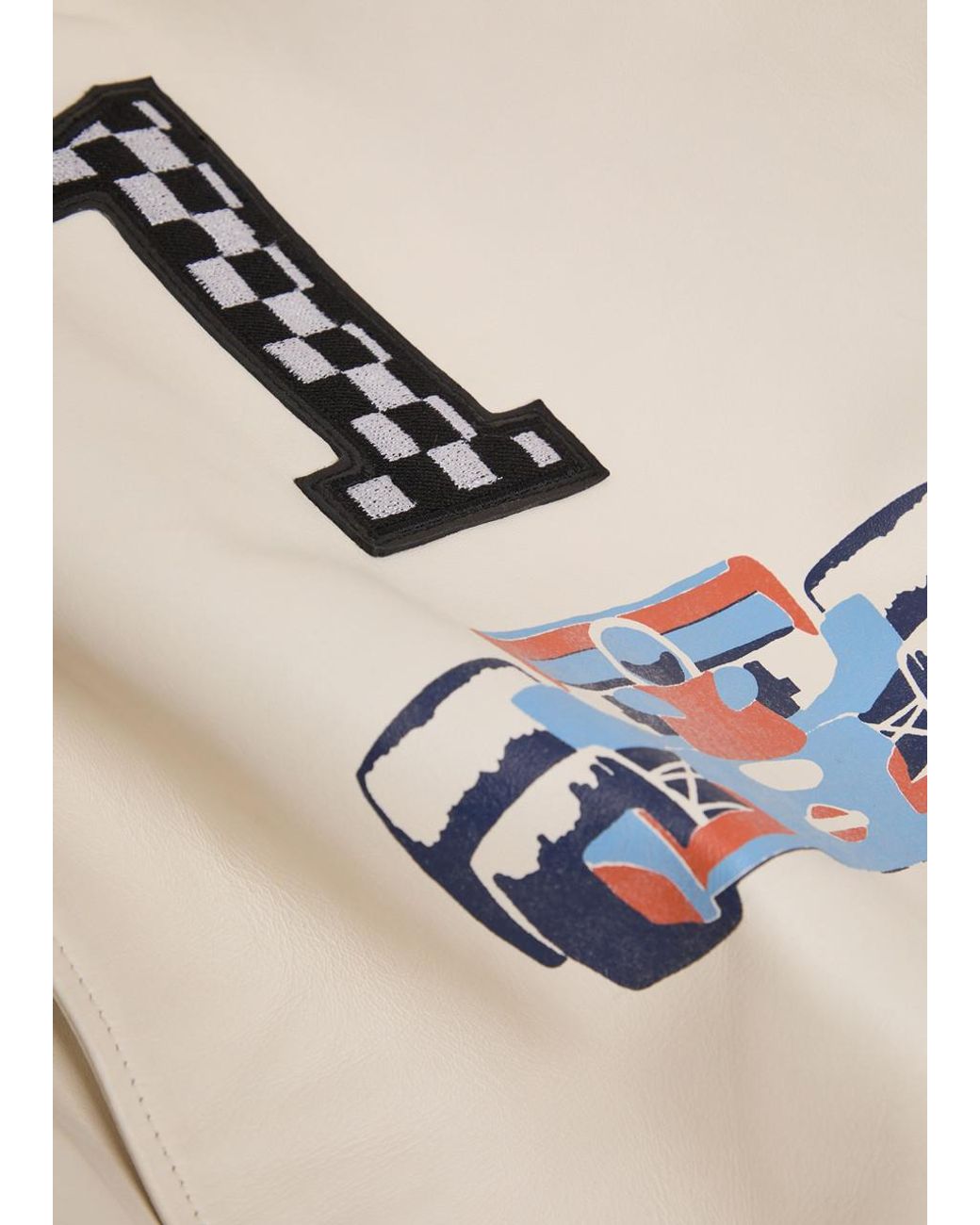 AN-Y1 Black Appliquéd Padded Leather Bomber Jacket for men