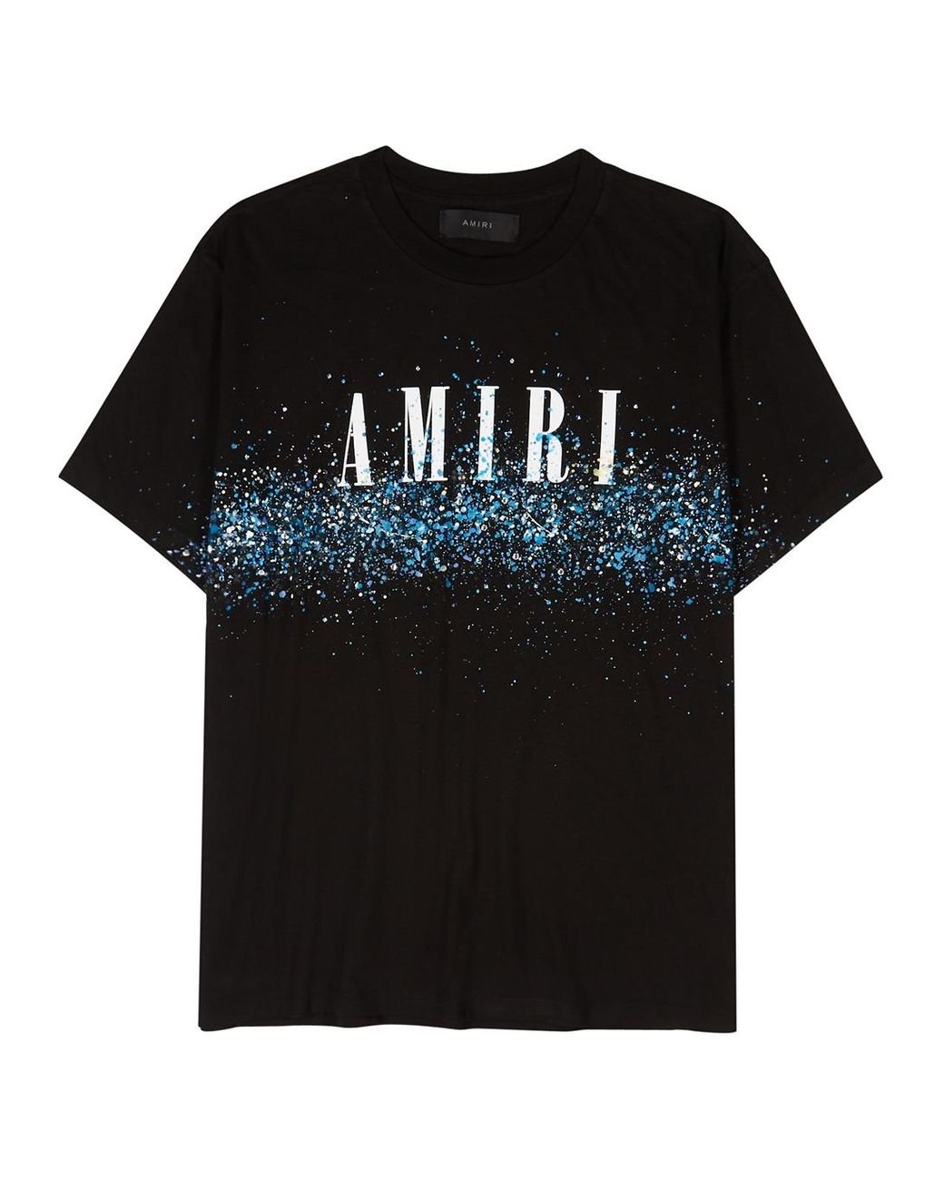 Amiri Paint-splatter Logo Cotton T-shirt in Black for Men