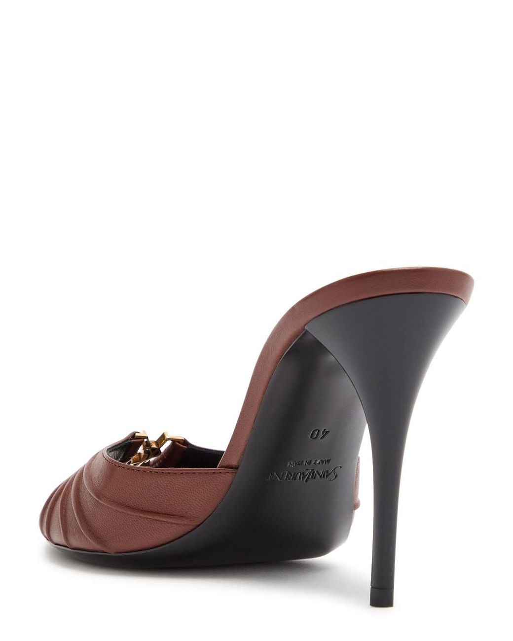 Saint Laurent Brown Babylone 90 Leather Sandals