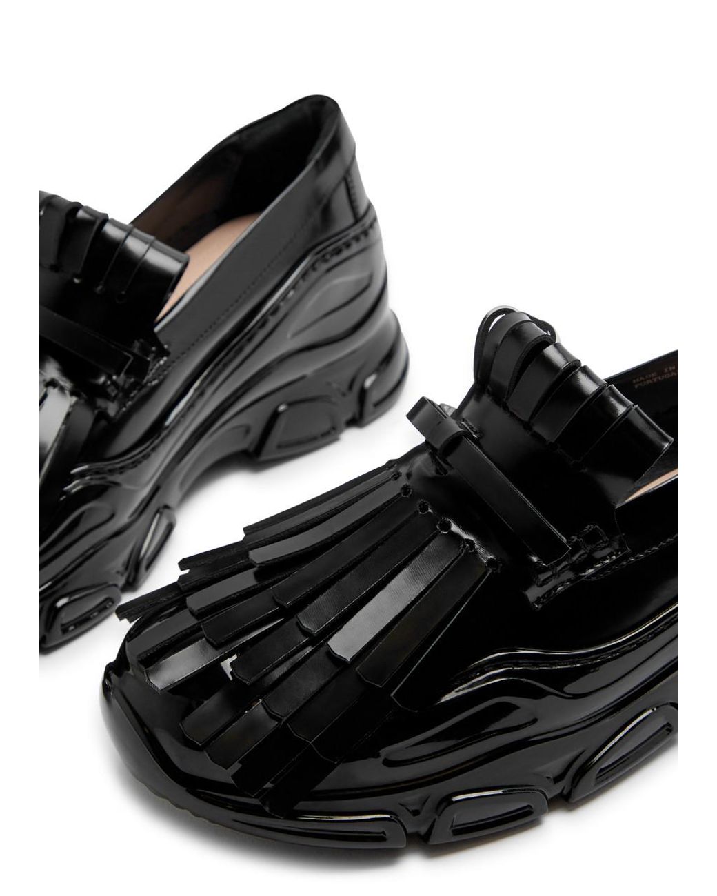 Simone Rocha Tracker Loafer Fringed Leather Sneakers in Black | Lyst UK