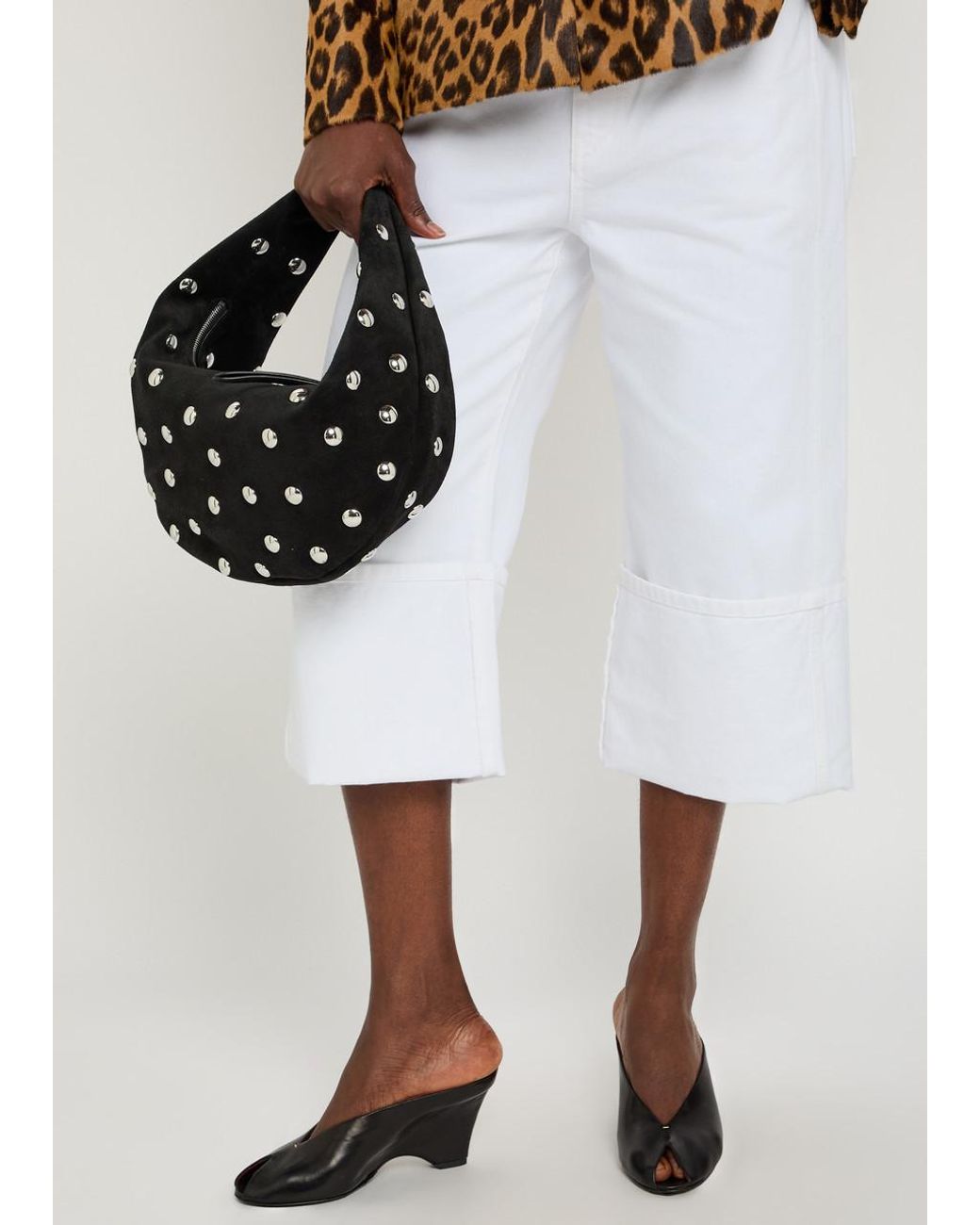 Khaite White Boyle Cuffed Wide-Leg Jeans