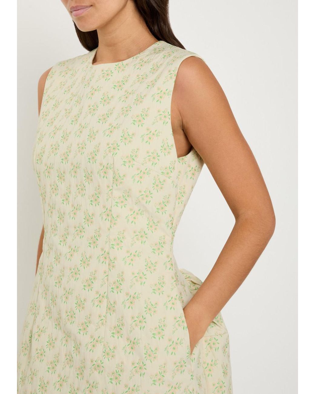 Simone Rocha Natural Bustle Contour Floral Cotton-Blend Midi Dress