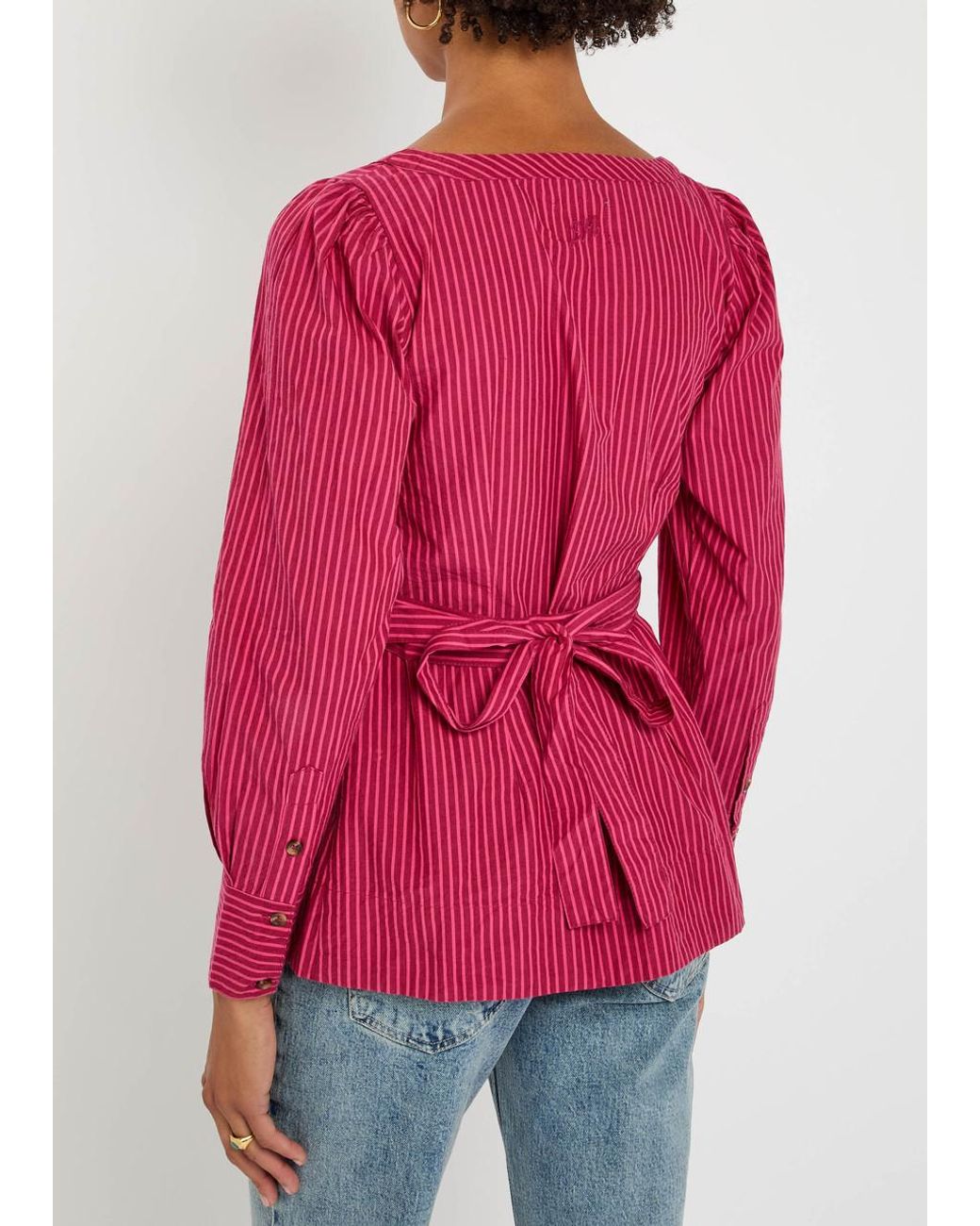 Damson Madder Red Clare Striped Cotton Blouse